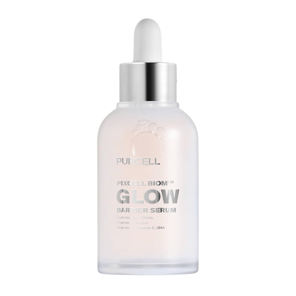 Εικόνα προϊόντος του PURCELL Pixcell Biom Glow Barrier Serum σε παγωμένο γυάλινο μπουκάλι με πιπέτα – ενισχύει το φραγμό του δέρματος και δίνει φυσική λάμψη.