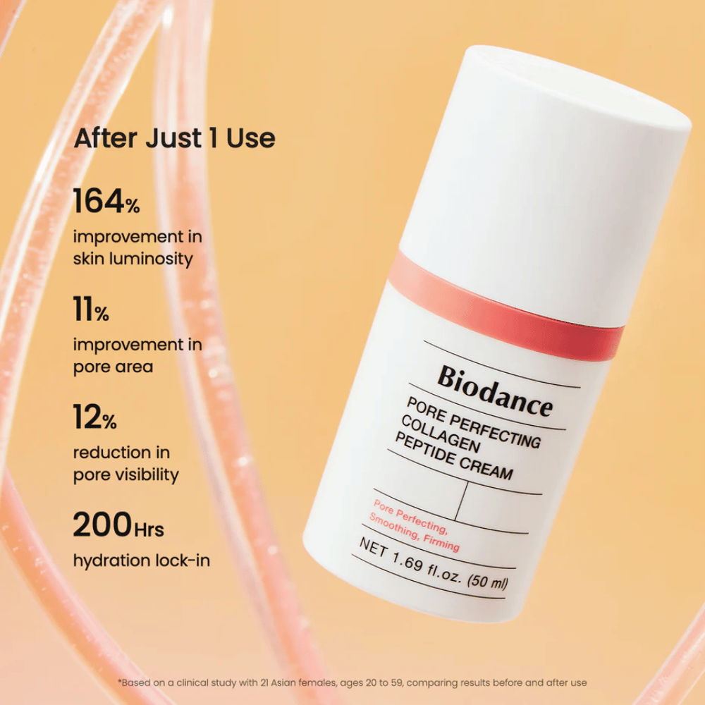 Biodance Pore Perfecting Collagen Peptide Cream αποτέλεσμα – ελαχιστοποιεί τους πόρους, αυξάνει τη λάμψη και παρέχει 200 ώρες ενυδάτωσης