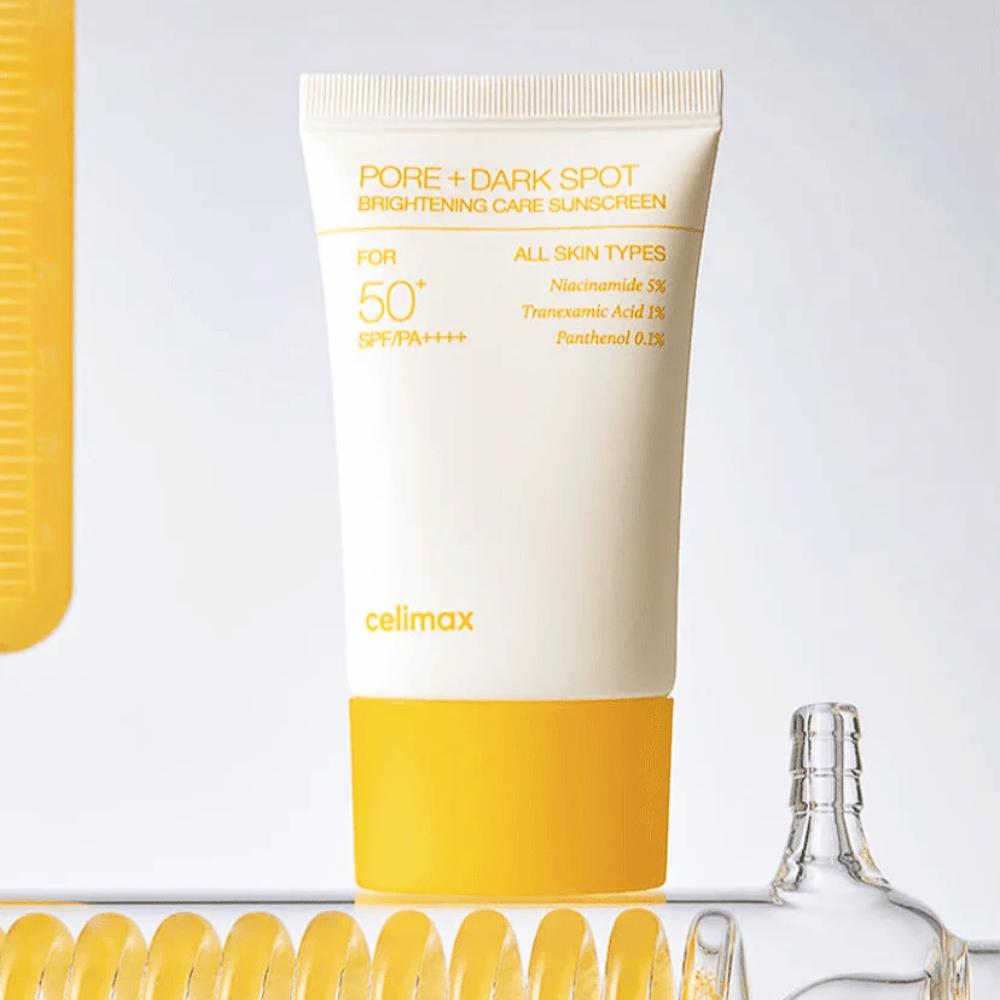 Celimax Pore+Dark Spot Brightening Care Sunscreen SPF50+ PA++++ 50 ml – αντηλιακή προστασία για όλους τους τύπους δέρματος που μειώνει τις σκοτεινές κηλίδες και εξισορροπεί τον τόνο του δέρματος