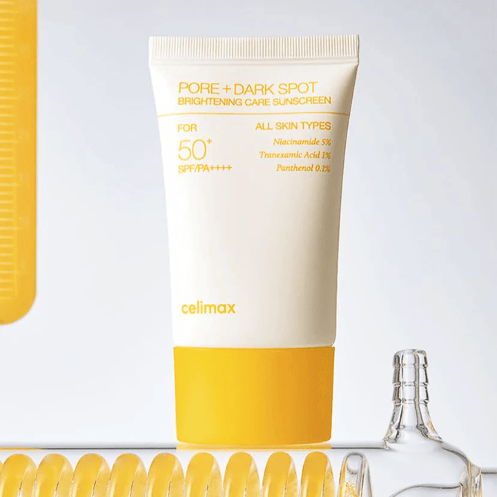 Celimax Pore+Dark Spot Brightening Care Sunscreen SPF50+ PA++++ 50 ml – αντηλιακή προστασία για όλους τους τύπους δέρματος που μειώνει τις σκοτεινές κηλίδες και εξισορροπεί τον τόνο του δέρματος