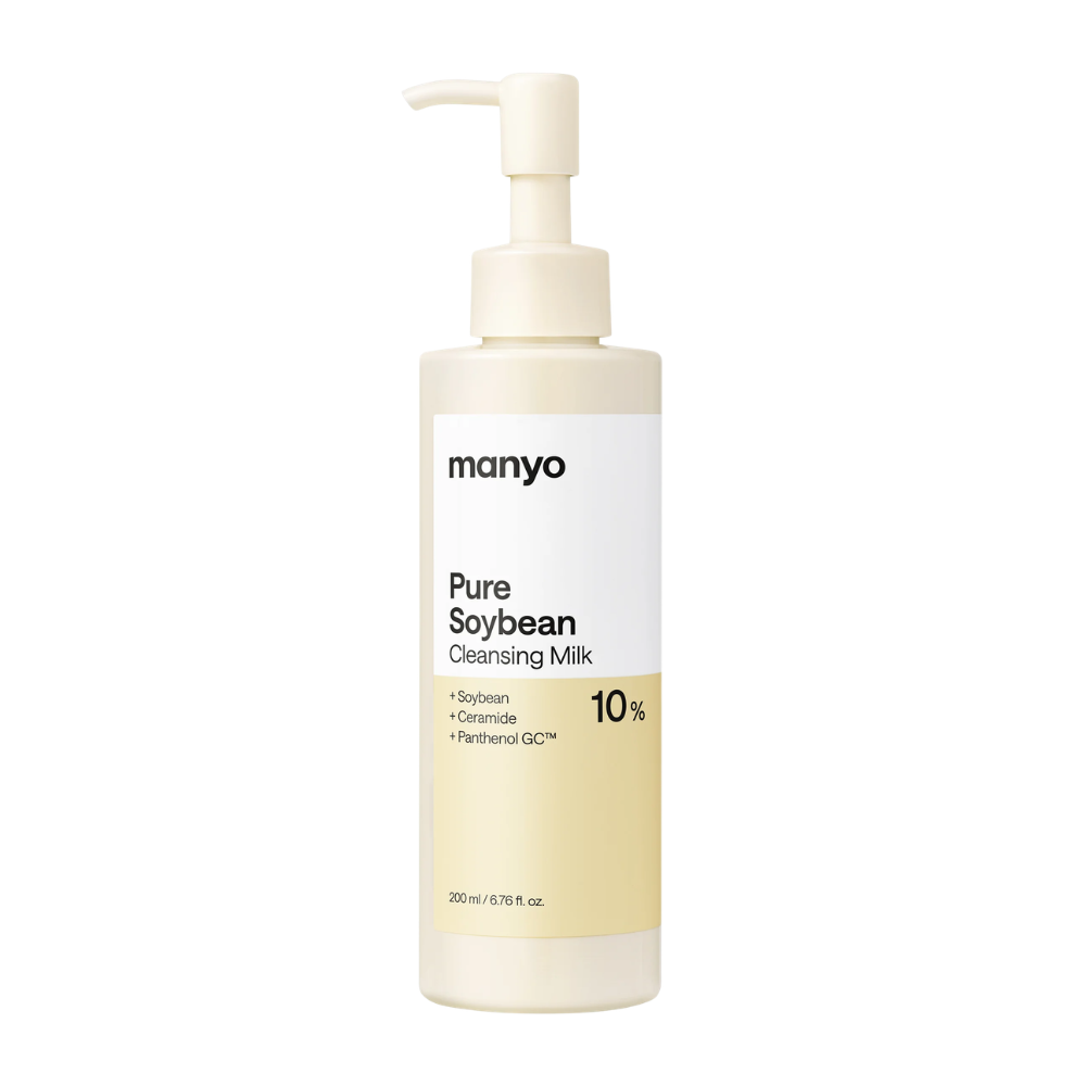 3. Ma:nyo Pure Soybean Cleansing Milk 200 ml – καθαριστικό γαλάκτωμα με σόγια, κεραμίδια και πανθενόλη σε λευκό μπουκάλι με αντλία