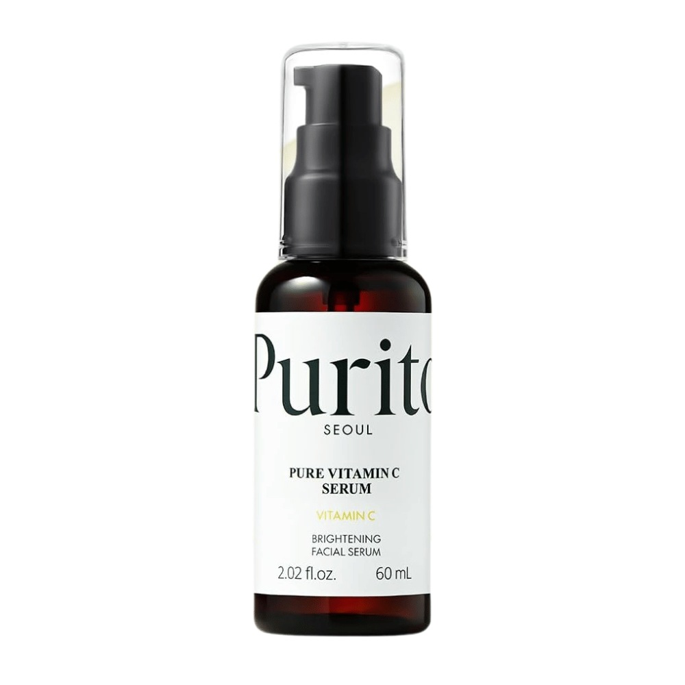 Purito SEOUL Pure Vitamin C Serum 60 ml – κορεατικός ορός βιταμίνης C σε σκούρο μπουκάλι με αντλία για λάμψη και πιο ομοιόμορφο τόνο επιδερμίδας.