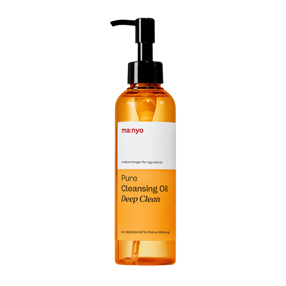 ma:nyo Pure Cleansing Oil Deep Clean produktbild – κορεάτικο καθαριστικό λάδι που αναπτύχθηκε για να αφαιρεί το αντηλιακό, το μακιγιάζ και την υπερβολική λιπαρότητα.