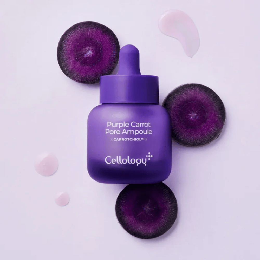 Cellology Purple Carrot Pore Ampoule με μωβ καρότο και Carrotchiol για τη φροντίδα των πόρων και πιο λεία αίσθηση στην επιδερμίδα.