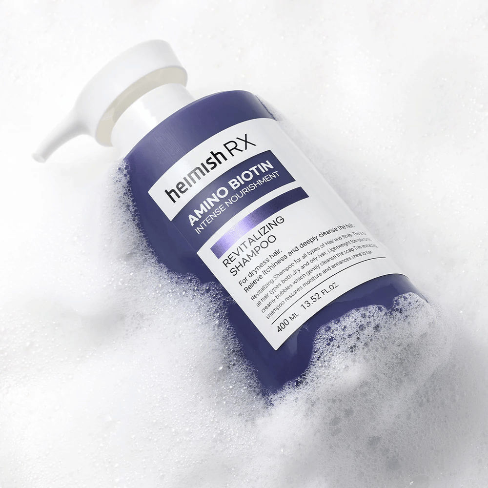 Heimish RX Amino Biotin Revitalizing Shampoo 400 ml σε αφρό – θρεπτικό σαμπουάν για ξηρά μαλλιά που καθαρίζει απαλά και ενυδατώνει το τριχωτό της κεφαλής.