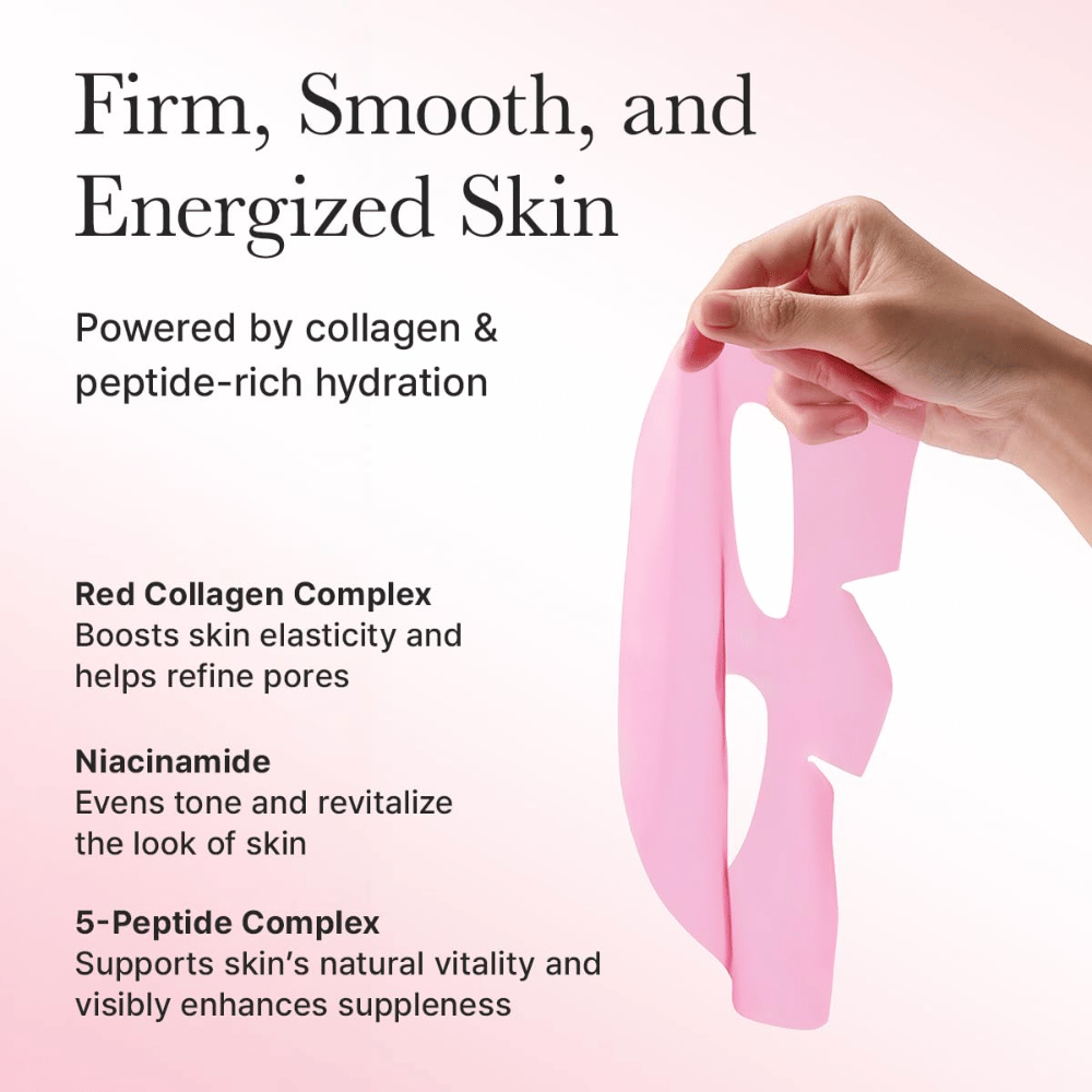 Οφέλη του Arencia Red Collagen Jello Mask - εμπλουτισμένο με κόκκινο κολλαγόνο, νιασιναμίδη και πεπτίδια που ενισχύουν την ελαστικότητα, εξομαλύνουν τον τόνο του δέρματος και δίνουν ενέργεια στο δέρμα.