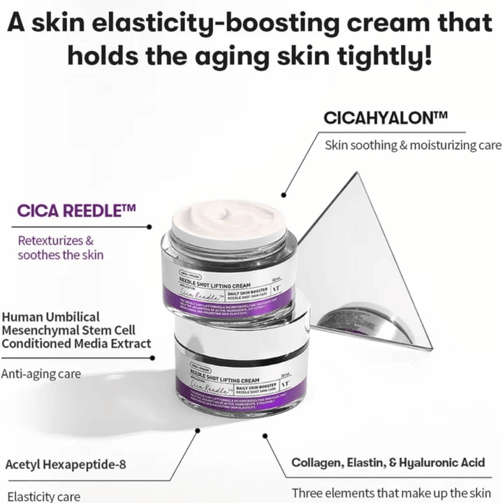 VT Cosmetics Reedle Shot Lifting Cream κρέμα προσώπου με Cica Reedle που βελτιώνει την ελαστικότητα της επιδερμίδας, ενυδατώνει και προσφέρει πιο σφριγηλή επιδερμίδα.