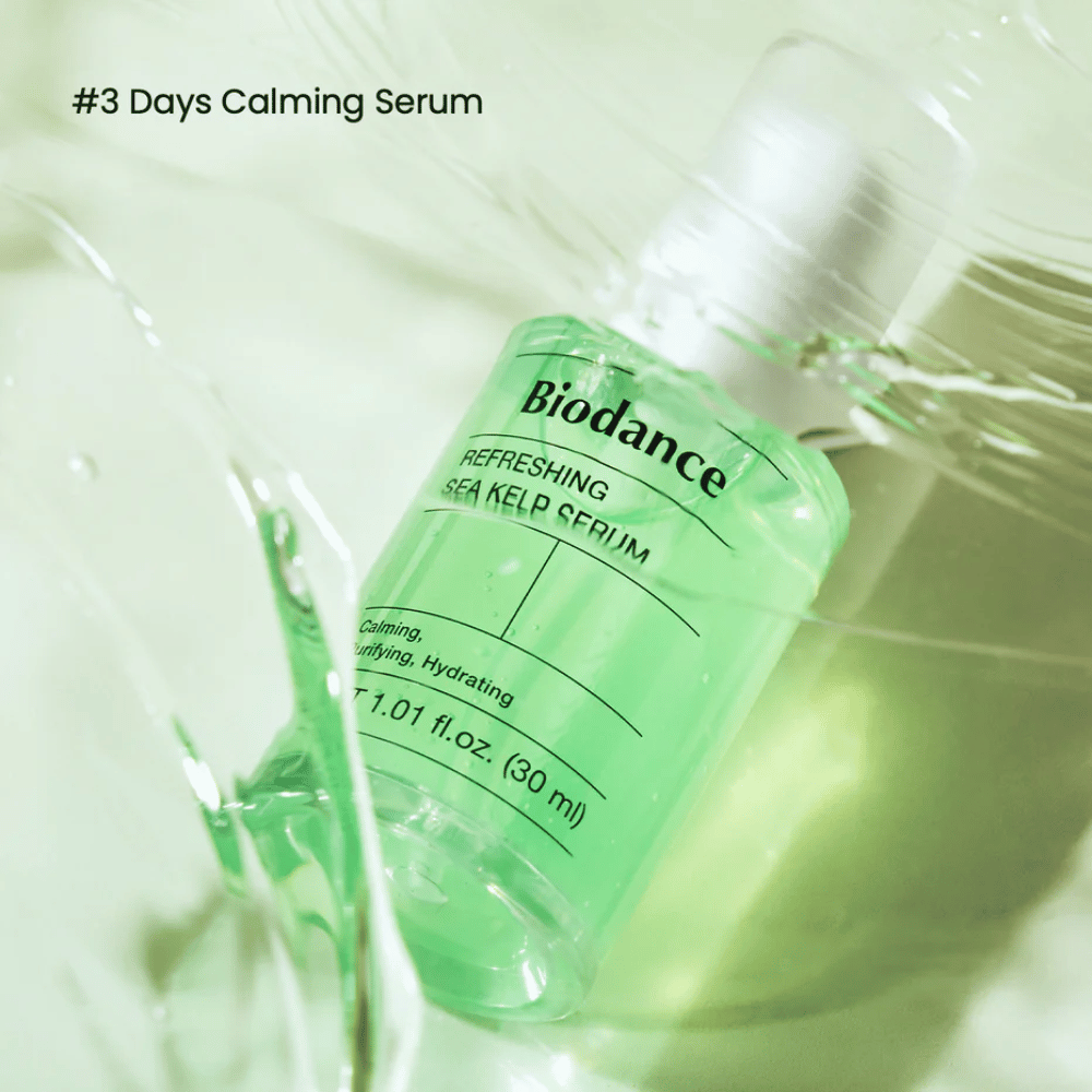 Biodance Refreshing Sea Kelp Serum σε υγρή υφή – γρήγορα απορροφήσιμη φόρμουλα για ευαίσθητο και λιπαρό δέρμα.