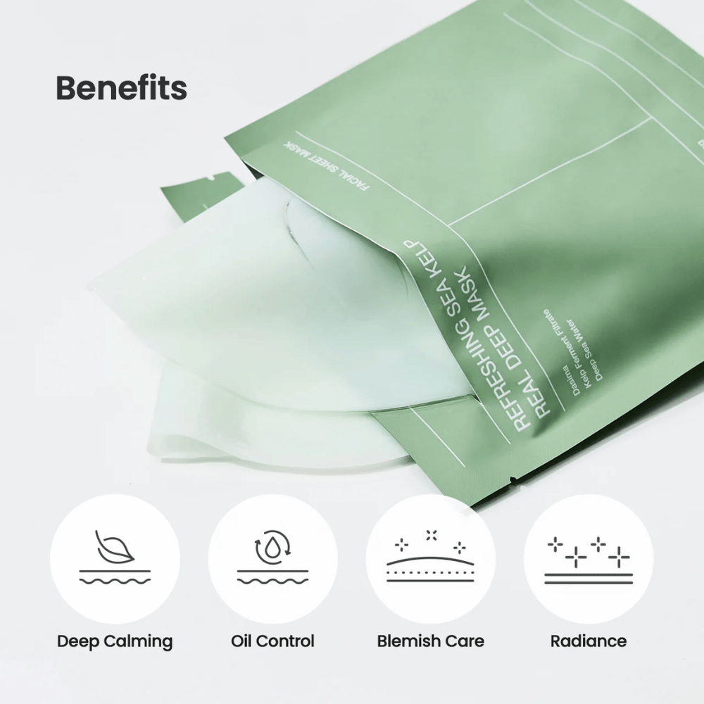 Οφέλη του Refreshing Sea Kelp Real Deep Mask:
🌿 Βαθιά καταπραϋντική επίδραση
💧 Έλεγχος λιπαρότητας
✨ Φροντίδα για ατέλειες
🌟 Λάμψη και ακτινοβολία δέρματος