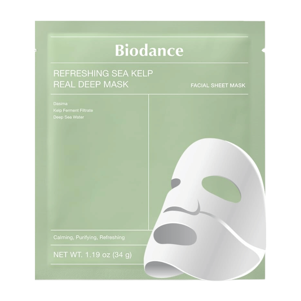 Biodance Refreshing Sea Kelp Real Deep Mask – μια καταπραϋντική και ενυδατική μάσκα προσώπου με ζυμωμένο φύκι και βαθύ θαλασσινό νερό. Καθαρίζει, ισορροπεί και δίνει στο δέρμα μια φρέσκια λάμψη.