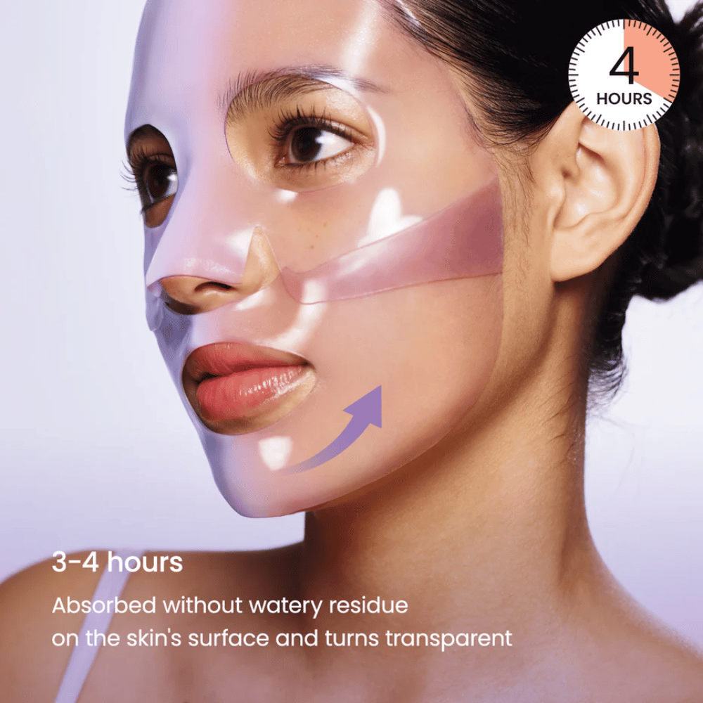Biodance Rejuvenating Caviar PDRN Real Deep Mask εφαρμοσμένη στο πρόσωπο – μάσκα τζελ που απορροφάται και γίνεται διαφανής μετά από 3-4 ώρες