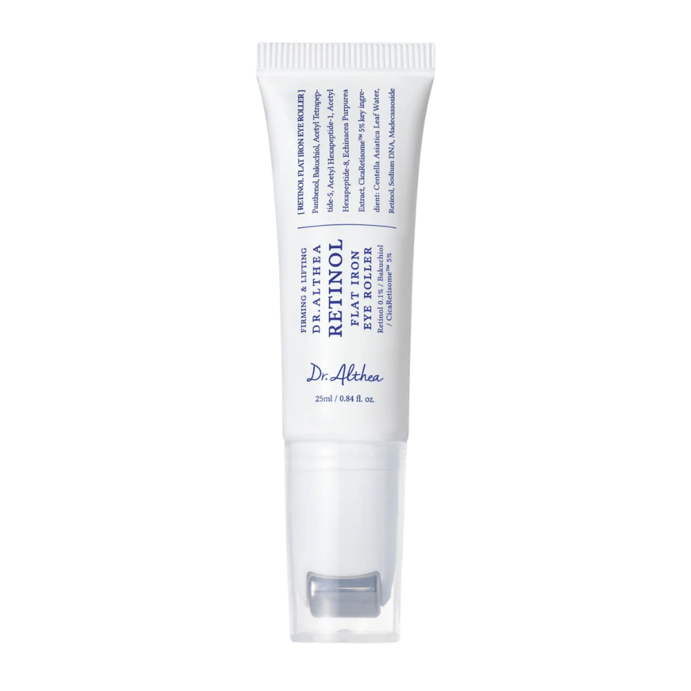 Dr. Althea Retinol Flat Iron Eye Roller – ορός ματιών με ρετινόλη και απλικατέρ ρόλερ που μειώνει τις ρυτίδες, τους μαύρους κύκλους και την κουρασμένη επιδερμίδα.