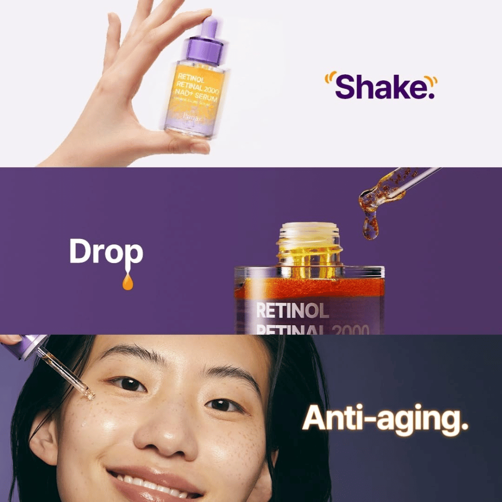 PURITO SEOUL Retinol Retinal 2000 NAD+ Serum – αντιγηραντικός ορός με ρετινόλη και ρετινάλη που εφαρμόζεται με πιπέτα για πιο σφριγηλή και πιο ομοιόμορφη επιδερμίδα.