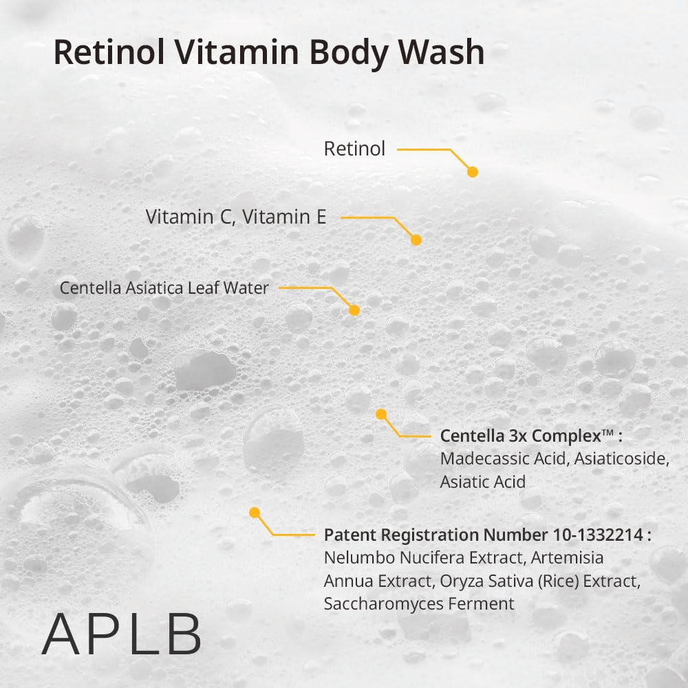 4. APLB Retinol Vitamin C Vitamin E Body Wash – συστατικά με ρετινόλη, βιταμίνη C, βιταμίνη E και Centella Asiatica