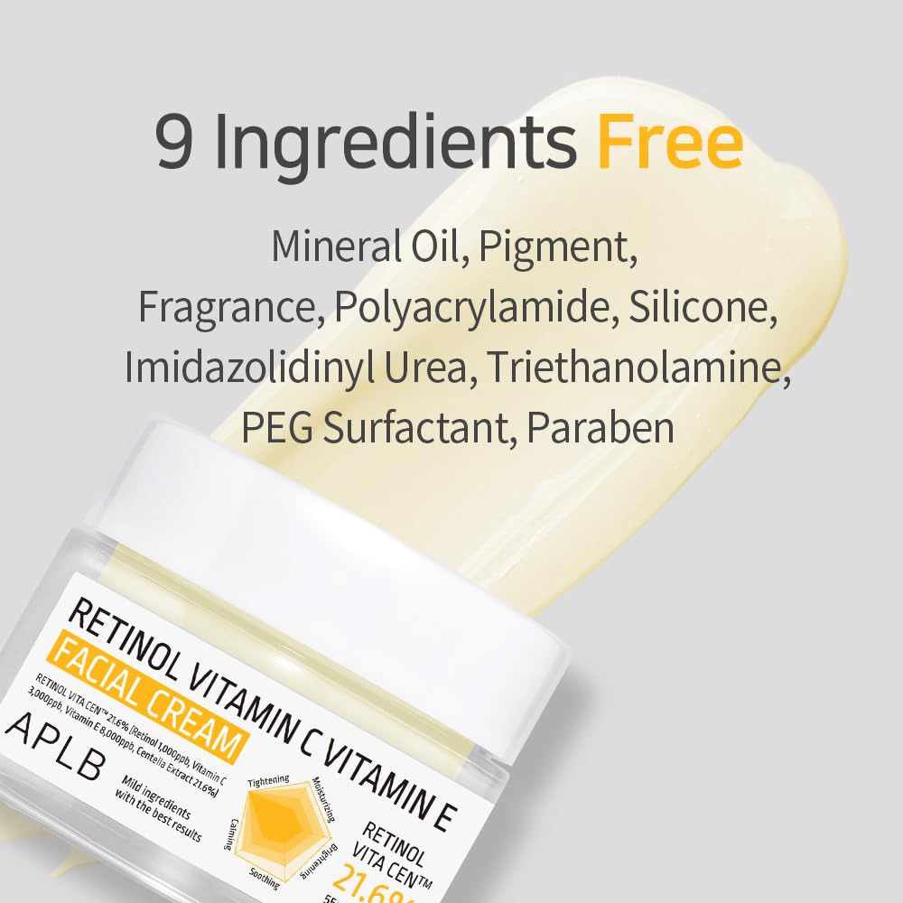 APLB Retinol Vitamin C Vitamin E Facial Cream χωρίς εννέα επιλεγμένα συστατικά