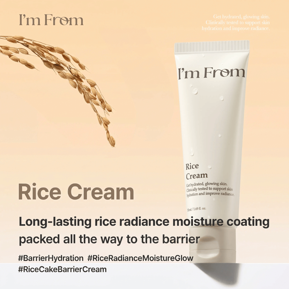I'm From Rice Cream εμπλουτισμένη με ρύζι Yeoju που ενυδατώνει, μαλακώνει και χαρίζει στο δέρμα φυσική λάμψη