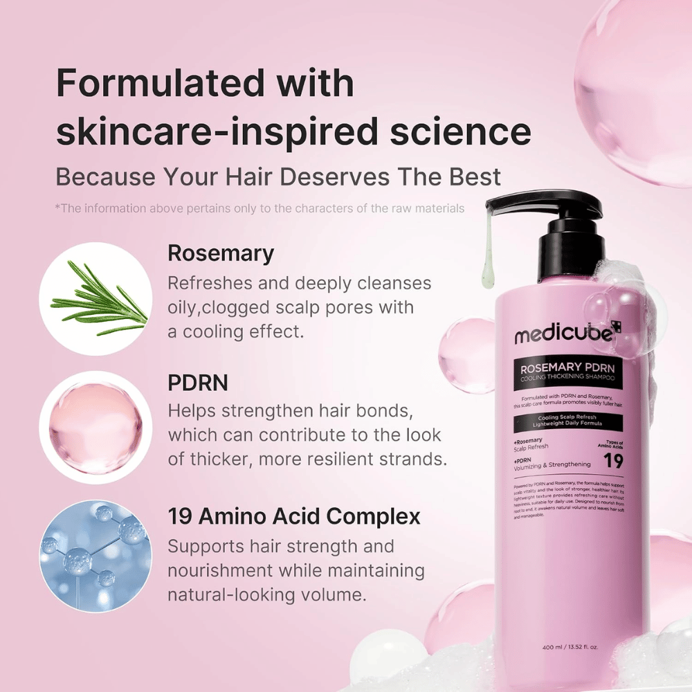 Medicube Rosemary PDRN Cooling Thickening Shampoo με δενδρολίβανο, PDRN και 19 αμινοξέα για πιο πλούσια μαλλιά