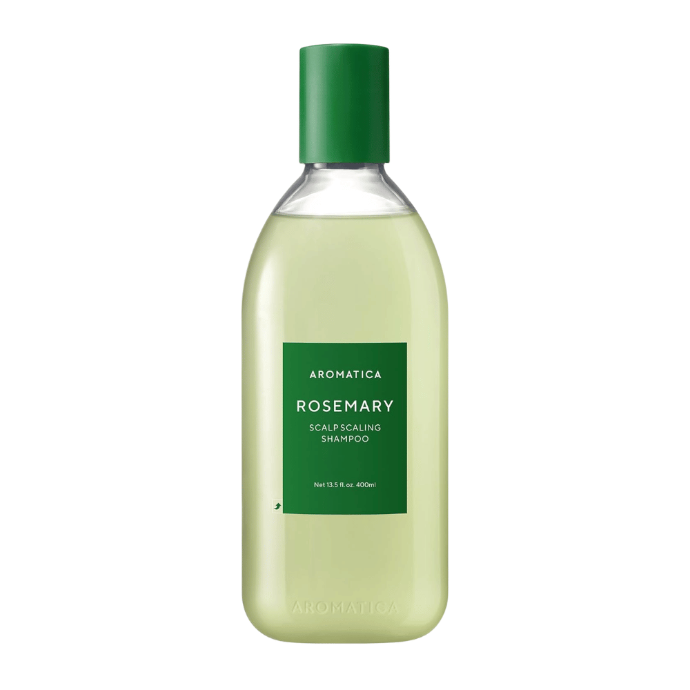 AROMATICA Rosemary Scalp Scaling Shampoo 400 ml – veganικό σαμπουάν με δεντρολίβανο και σαλικυλικό οξύ που καθαρίζει το τριχωτό της κεφαλής, απομακρύνει τα κατάλοιπα και ενδυναμώνει τα μαλλιά.
