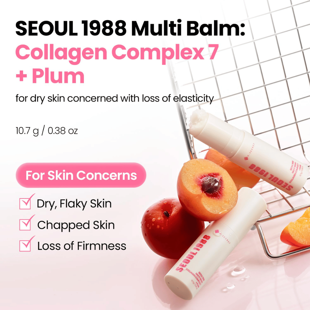 K-SECRET SEOUL 1988 Multi Balm Collagen Complex 7 + Plum 10,7 g – ενυδατικό balm για ξηρό δέρμα και δέρμα με μειωμένη σφριγηλότητα.