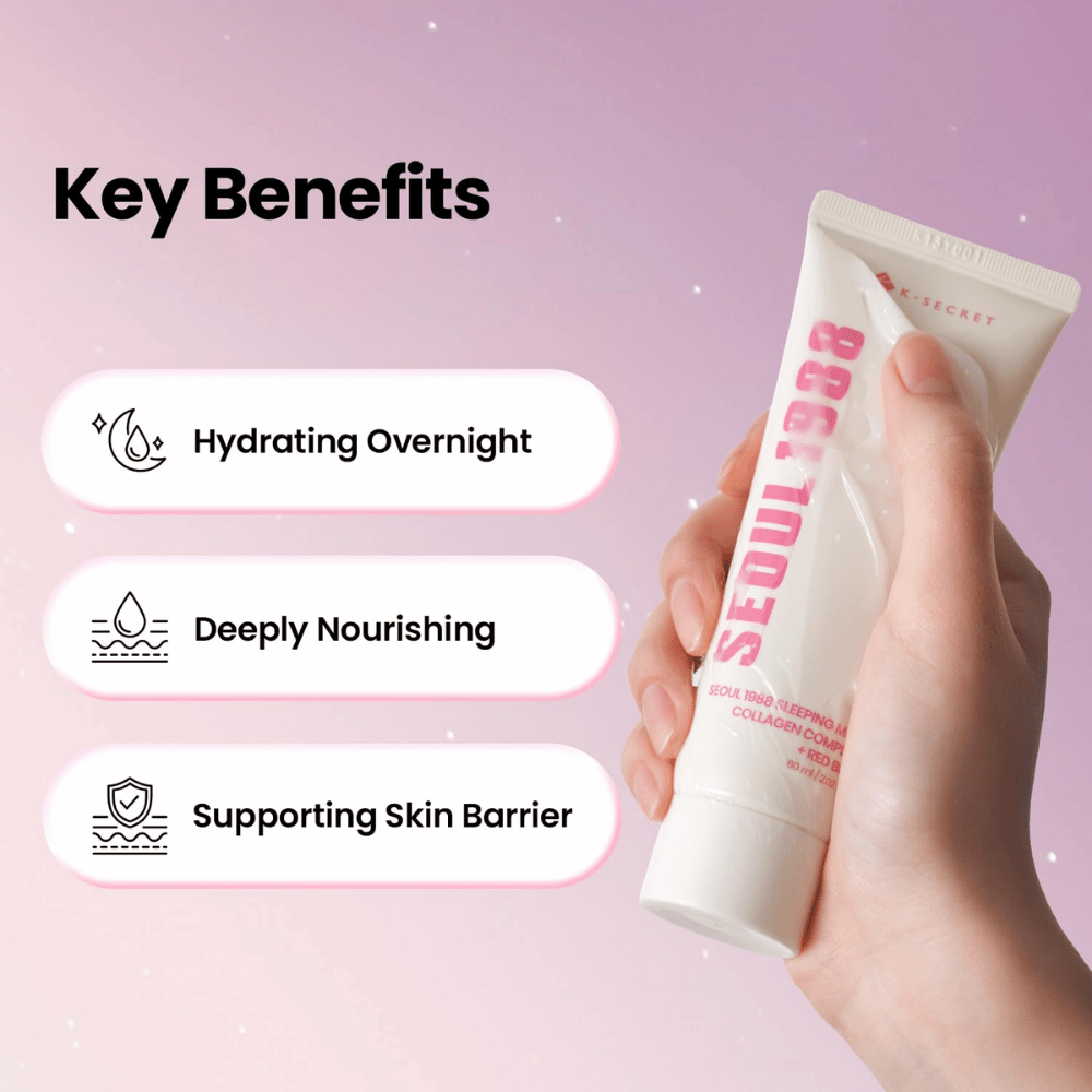 K-SECRET SEOUL 1988 Sleeping Mask – ενυδατική και θρεπτική μάσκα νύχτας που βοηθά στην ενίσχυση του δερματικού φραγμού.