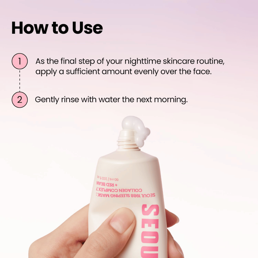 K-SECRET SEOUL 1988 Sleeping Mask – μάσκα νύχτας με Collagen Complex 7 και Red Bean που εφαρμόζεται ως το τελευταίο βήμα της βραδινής ρουτίνας.