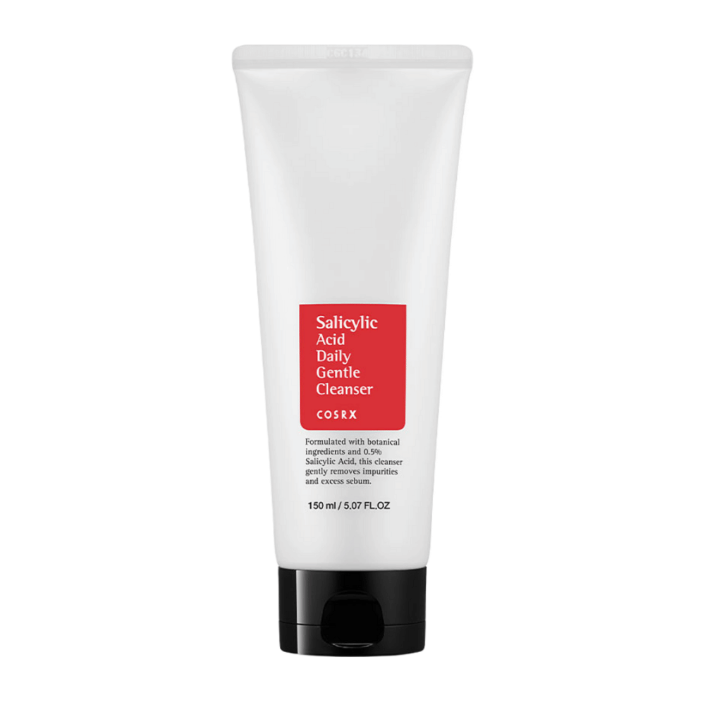COSRX Salicylic Acid Daily Gentle Cleanser 150 ml σε λευκό σωλήνα με μαύρο καπάκι και κόκκινη ετικέτα.