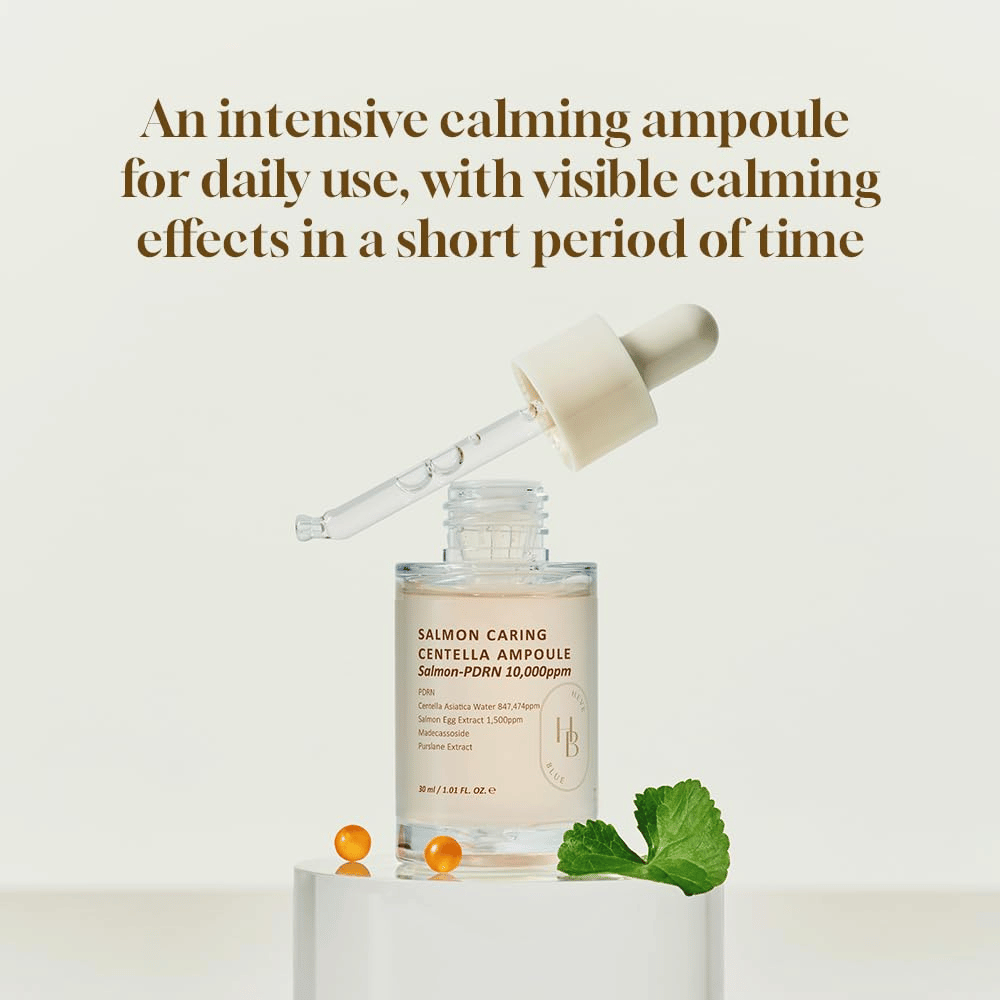 Heveblue Salmon Caring Centella Ampoule 30 ml με PDRN και centella asiatica – εντατικά καταπραϋντικός αμπούλα για καθημερινή χρήση και ορατή βελτίωση του δέρματος