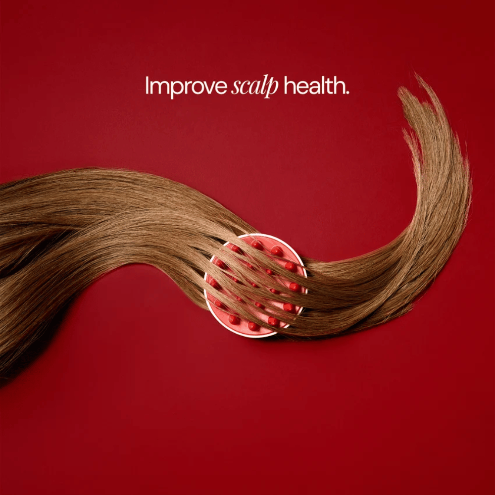 Scalp Massage Brush – κόκκινη και λευκή βούρτσα μασάζ με σιλικονούχες ακίδες για το τριχωτό κεφαλής