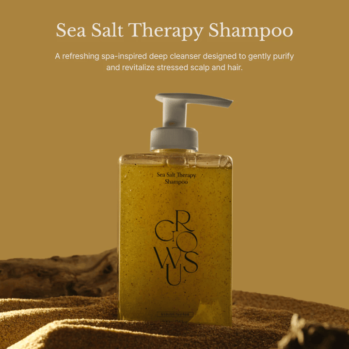 GROWUS Sea Salt Therapy Shampoo – σαμπουάν καθαρισμού σε βάθος για στρεσαρισμένο τριχωτό της κεφαλής και λιπαρά μαλλιά