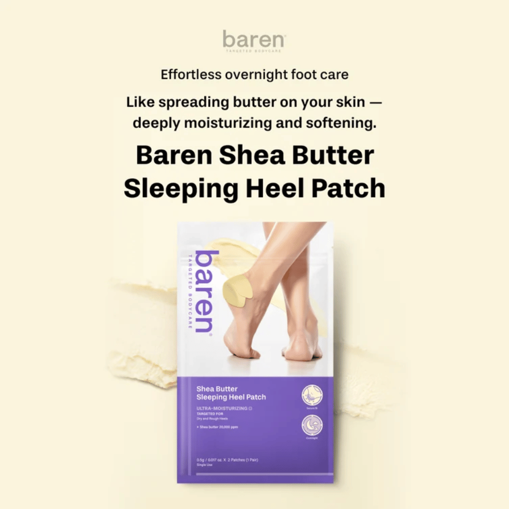 BAREN Shea Butter Sleeping Heel Patch – ενυδατική νυχτερινή θεραπεία με βούτυρο καριτέ για ξηρές φτέρνες