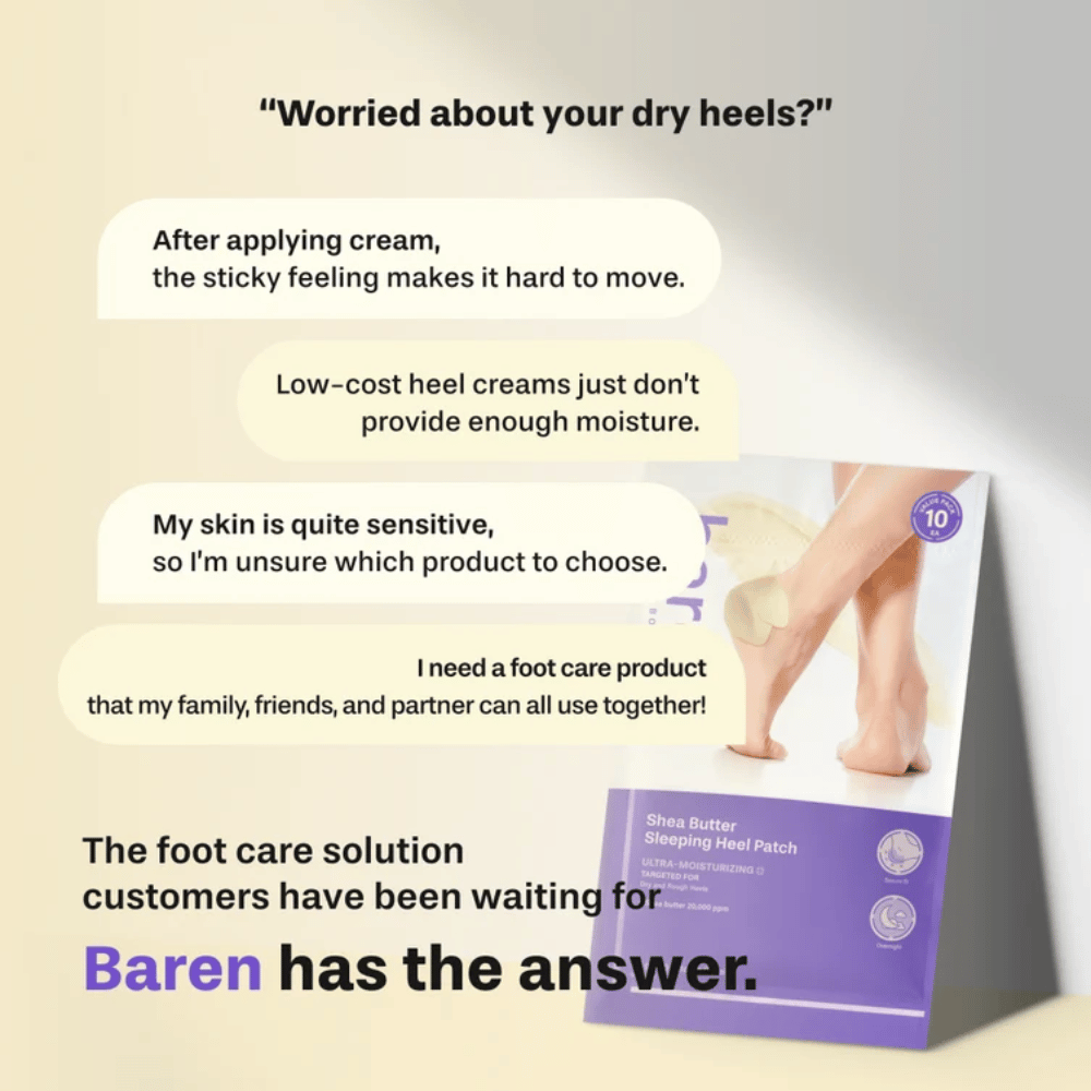 BAREN Shea Butter Sleeping Heel Patch – εντατική φροντίδα ποδιών για ξηρές και τραχιές φτέρνες
