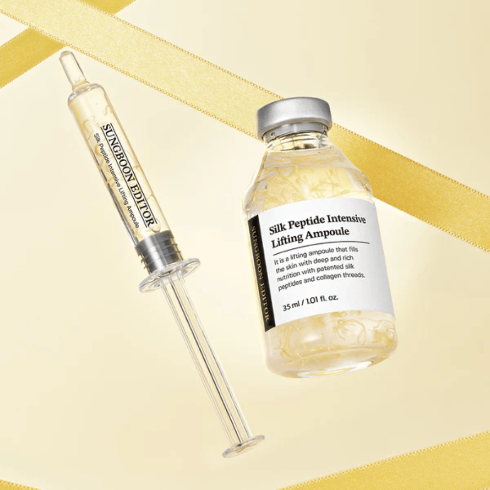 SUNGBOON EDITOR Silk Peptide Intensive Lifting Ampoule ορός με silk peptides και κολλαγόνο που ενυδατώνει την επιδερμίδα, βελτιώνει την ελαστικότητα και προσφέρει πιο σφριγηλή επιδερμίδα.
