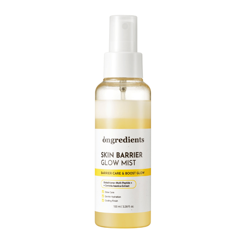 Ongredients Skin Barrier Glow Mist σπρέι προσώπου με φόρμουλα διπλής στρώσης που ενυδατώνει την επιδερμίδα, ενισχύει τον δερματικό φραγμό και χαρίζει φυσική λάμψη.