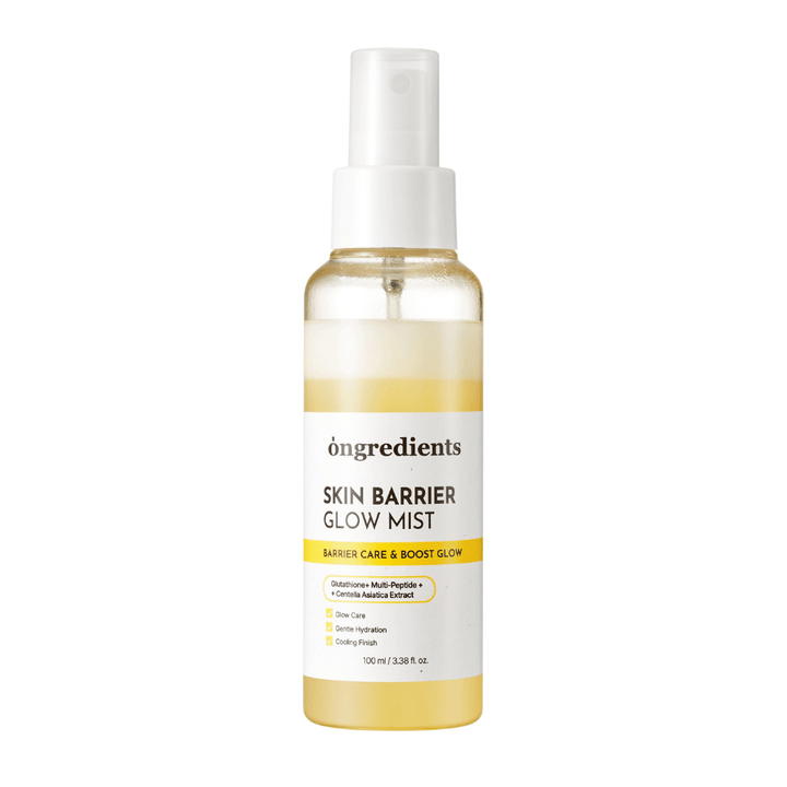 Ongredients Skin Barrier Glow Mist σπρέι προσώπου με φόρμουλα διπλής στρώσης που ενυδατώνει την επιδερμίδα, ενισχύει τον δερματικό φραγμό και χαρίζει φυσική λάμψη.