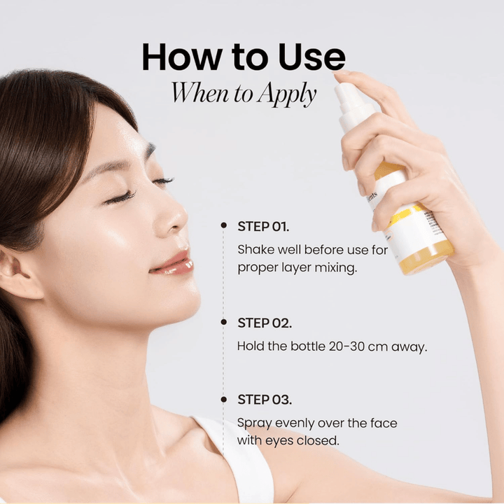 Ongredients Skin Barrier Glow Mist χρησιμοποιείται ως σπρέι προσώπου από απόσταση 20–30 cm από την επιδερμίδα για γρήγορη ενυδάτωση, λάμψη και ανανέωση κατά τη διάρκεια της ημέρας.
