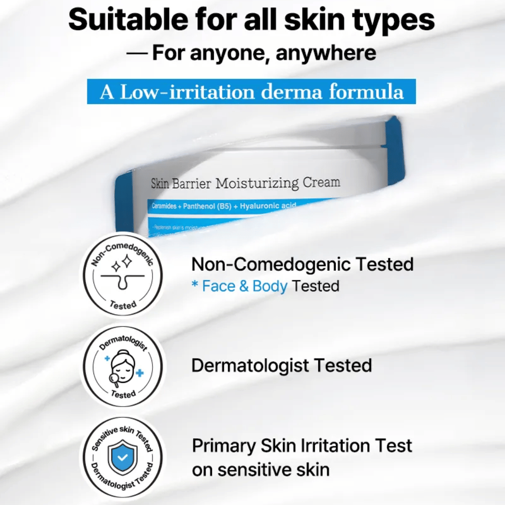 COSRX Skin Barrier Moisturizing Cream – dermatologiskt testad, icke-komedogen formula för känslig hud.