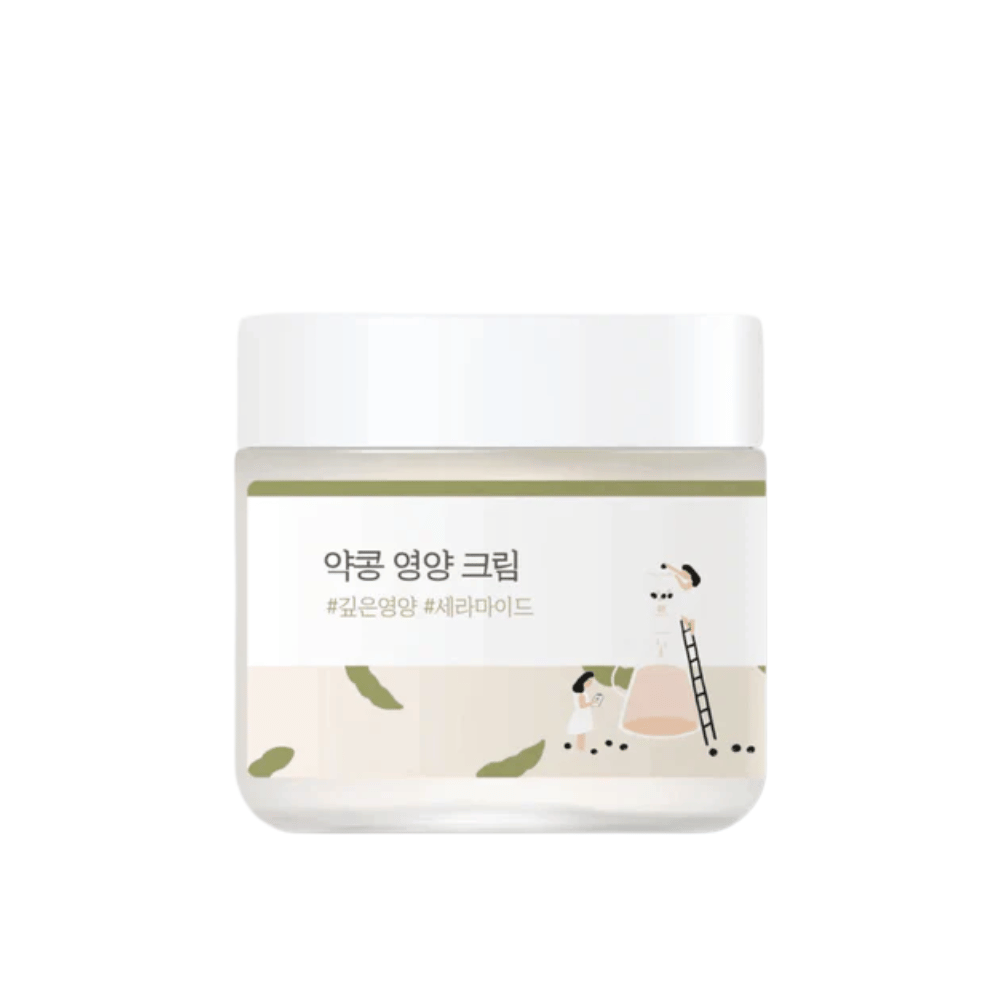 Mixsoon Soybean Nourishing Cream σε γυάλινο βάζο με λευκό καπάκι και πράσινη ετικέτα. Μια βαθιά θρεπτική κρέμα για ξηρό και ευαίσθητο δέρμα.