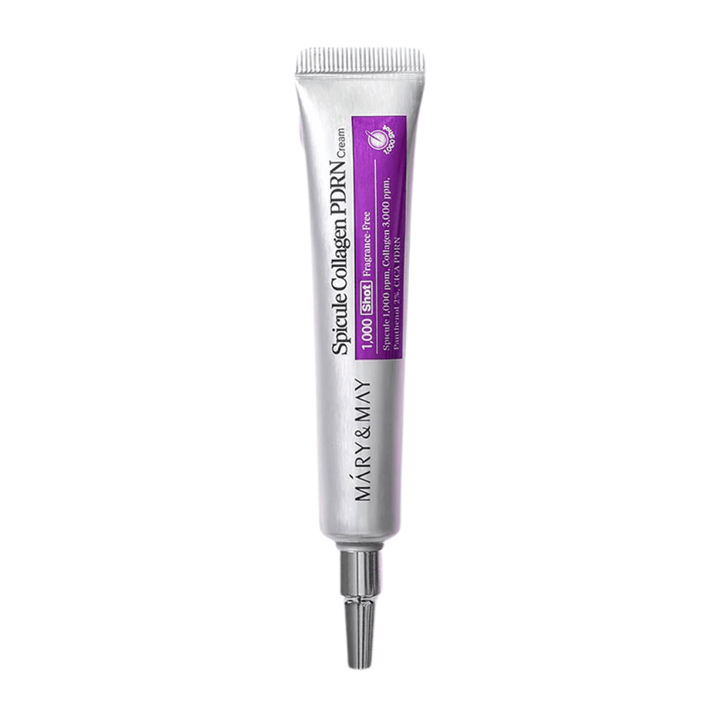 Mary & May Spicule Collagen PDRN Cream απομονωμένη εικόνα προϊόντος, κορεατική κρέμα προσώπου για ελαστικότητα δέρματος, ανάκαμψη και βελτιωμένη δομή δέρματος.