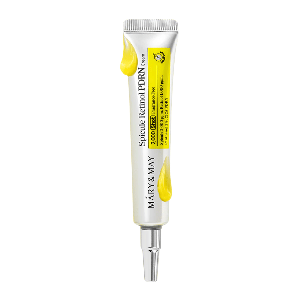 Εικόνα προϊόντος του MARY & MAY Spicule Retinol PDRN Cream σε σωληνάριο σε λευκό φόντο, μια ενεργή κρέμα προσώπου με ρετινόλη και PDRN που ταιριάζει σε ώριμο και ανομοιόμορφο δέρμα.