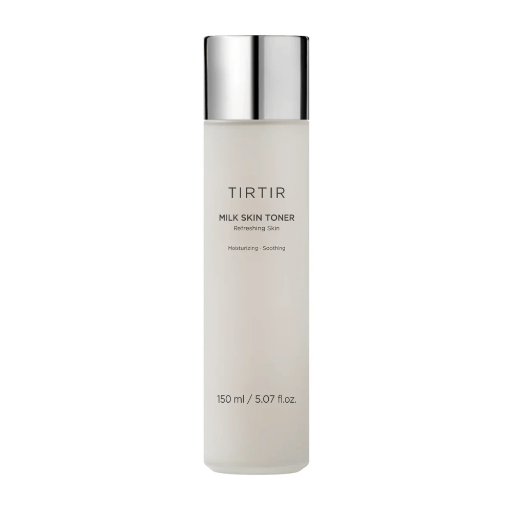 Εικόνα προϊόντος του "TIRTIR MILK SKIN TONER", ένας τονωτικός προσώπου που υπόσχεται αναζωογονητικά και καταπραϋντικά αποτελέσματα. Το περιεχόμενο είναι 150 ml.