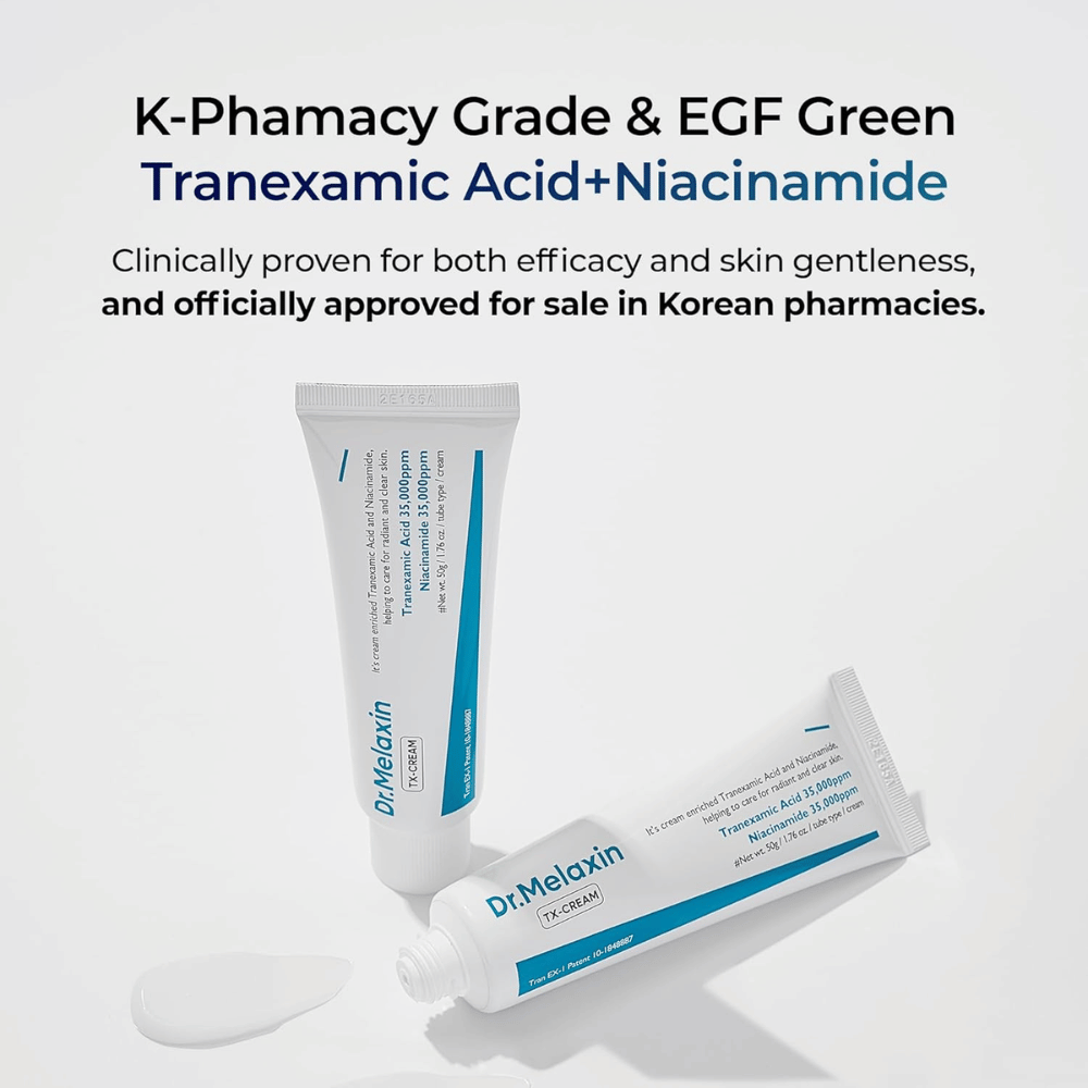Dr.Melaxin TX Cream με κλινικά αποδεδειγμένα συστατικά που φωτίζουν την επιδερμίδα, βελτιώνουν τον τόνο της και προσφέρουν ήπια αλλά αποτελεσματική θεραπεία