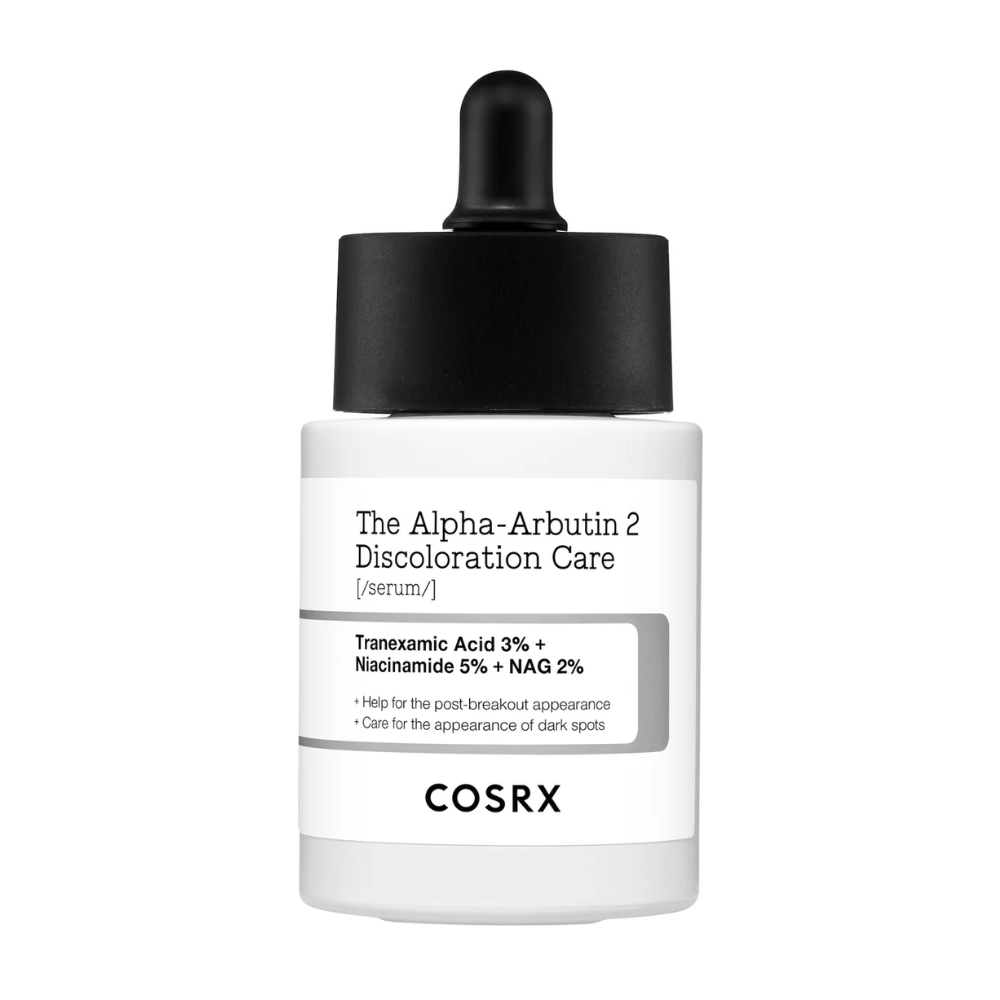 COSRX The Alpha-Arbutin 2 Discoloration Care Serum με 3% τρανεξαμικό οξύ, 5% νιασιναμίδη και 2% NAG. Ένας ορός που στοχεύει σε σκοτεινές κηλίδες και μελάγχρωση για πιο ομοιόμορφο τόνο δέρματος και αυξημένη λάμψη.