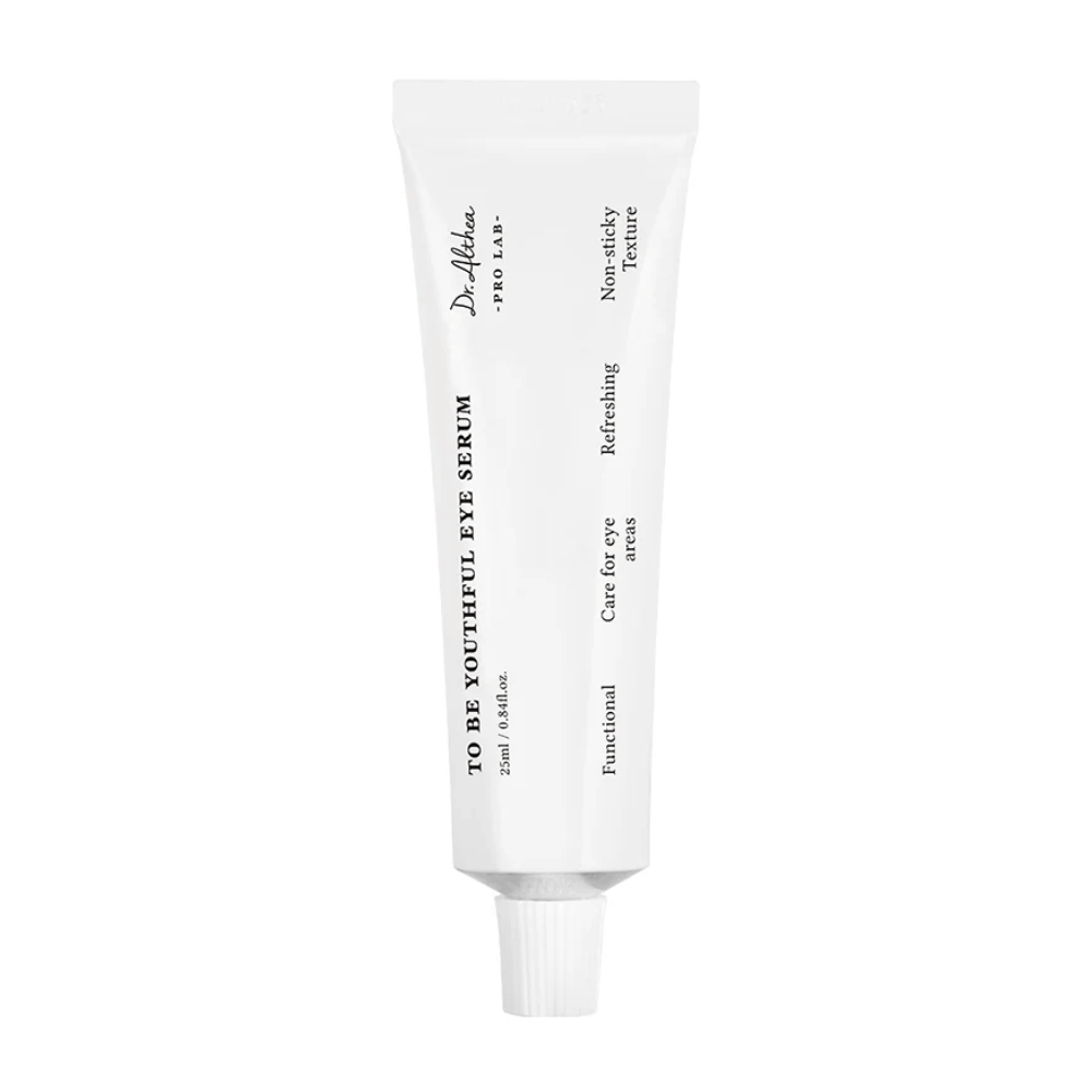 Εικόνα από Dr. Το "To Be Youthful Eye Serum" της Althea σε ένα λευκό σωληνάριο. Το προϊόν προορίζεται για τη φροντίδα της περιοχής των ματιών με μια μη κολλώδη και αναζωογονητική υφή. Περιέχει συστατικά που μειώνουν και εμποδίζουν τις ρυτίδες και τις λεπτές γραμμές γύρω από τα μάτια.