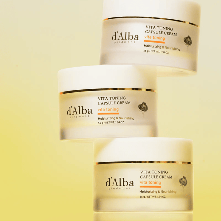 d'Alba Vita Toning Capsule Cream εικόνα προϊόντος – κορεάτικη κρέμα προσώπου με κάψουλες βιταμινών που βοηθούν στη βελτίωση της λάμψης και της ελαστικότητας του δέρματος.