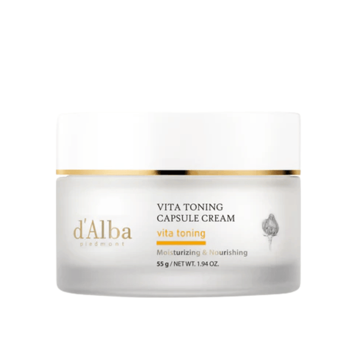 d'Alba Vita Toning Capsule Cream κρέμα προσώπου – κορεάτικη κρέμα λάμψης με κάψουλες βιταμινών που βοηθούν στην ενυδάτωση του δέρματος και προσφέρουν έναν πιο ομοιόμορφο, πιο λαμπερό τόνο δέρματος.