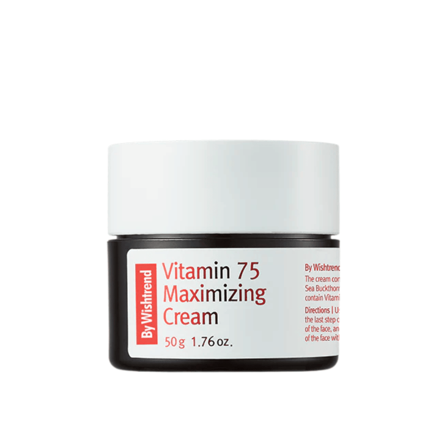 By Wishtrend Vitamin 75 Maximizing Cream κρεμώδης υφή σε βαζάκι που απορροφάται γρήγορα και ενυδατώνει την επιδερμίδα χωρίς να την βαραίνει.
