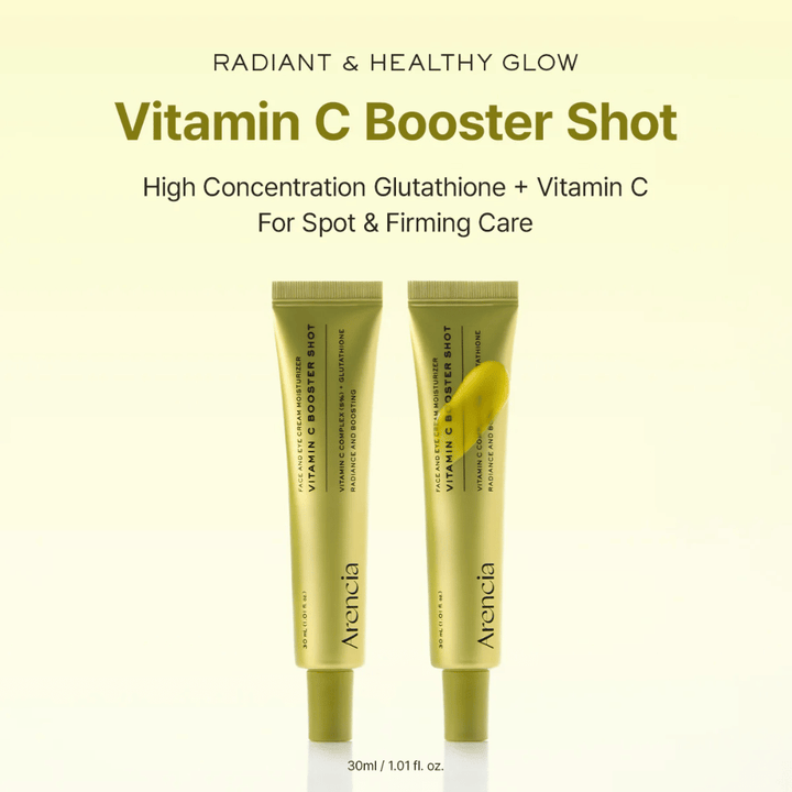 Arencia Vitamin C Booster Shot λαμπερή λάμψη - ορός βιταμίνης C με γλουταθειόνη που δίνει λάμψη, ομοιόμορφο τόνο δέρματος και πιο σφριγηλό δέρμα