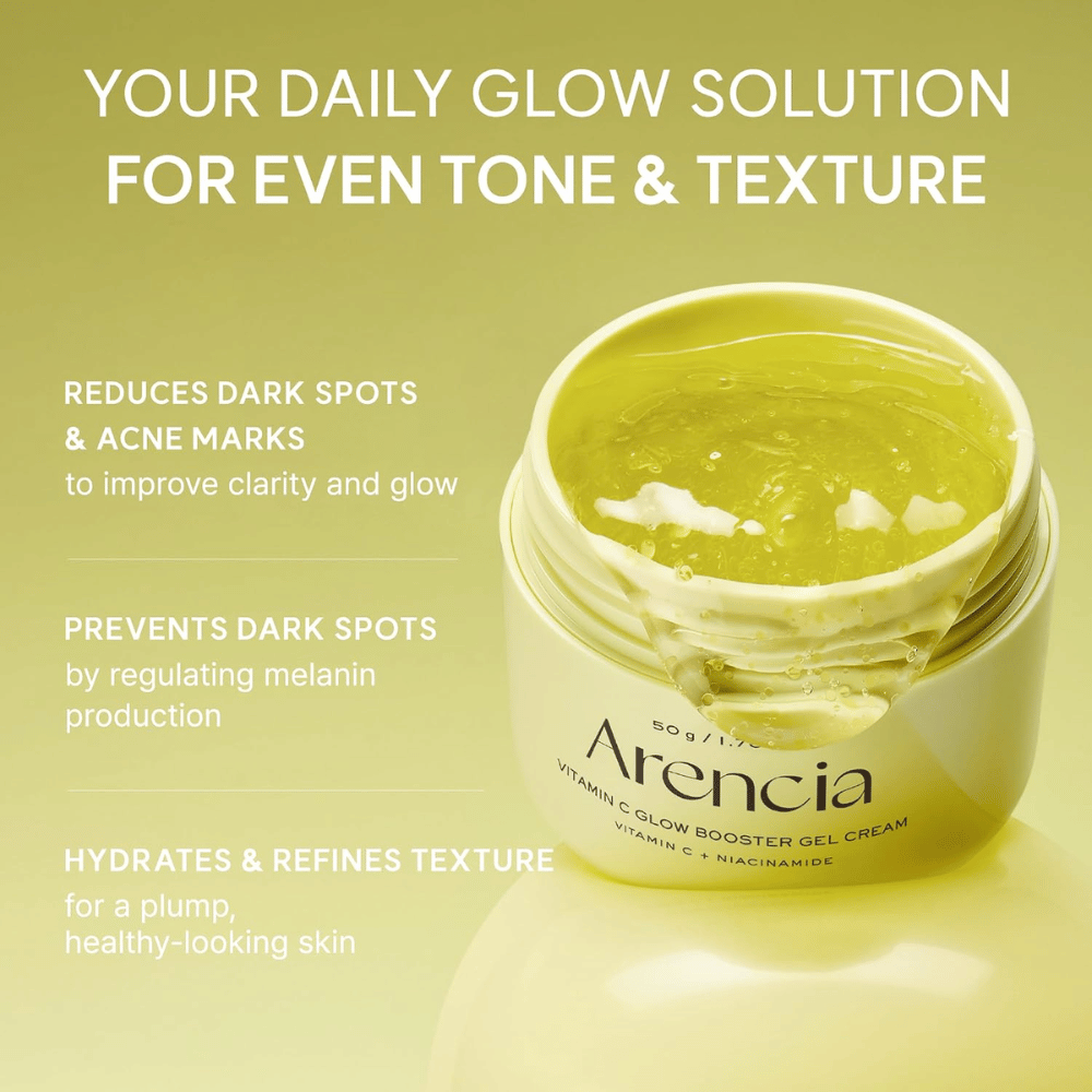 Arencia Vitamin C Glow Booster Gel Cream – gel-κρέμα για σκούρες κηλίδες, σημάδια ακμής και ανομοιόμορφο τόνο επιδερμίδας