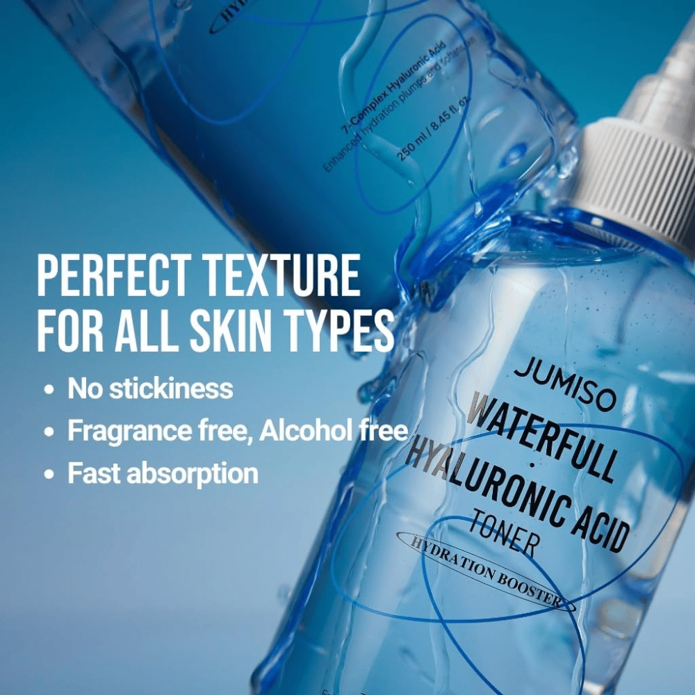 Jumiso Waterfull Hyaluronic Acid Toner – ενυδατική λοσιόν υαλουρονικού οξέος χωρίς άρωμα και αλκοόλ, γρήγορα απορροφούμενη λοσιόν προσώπου για όλους τους τύπους δέρματος