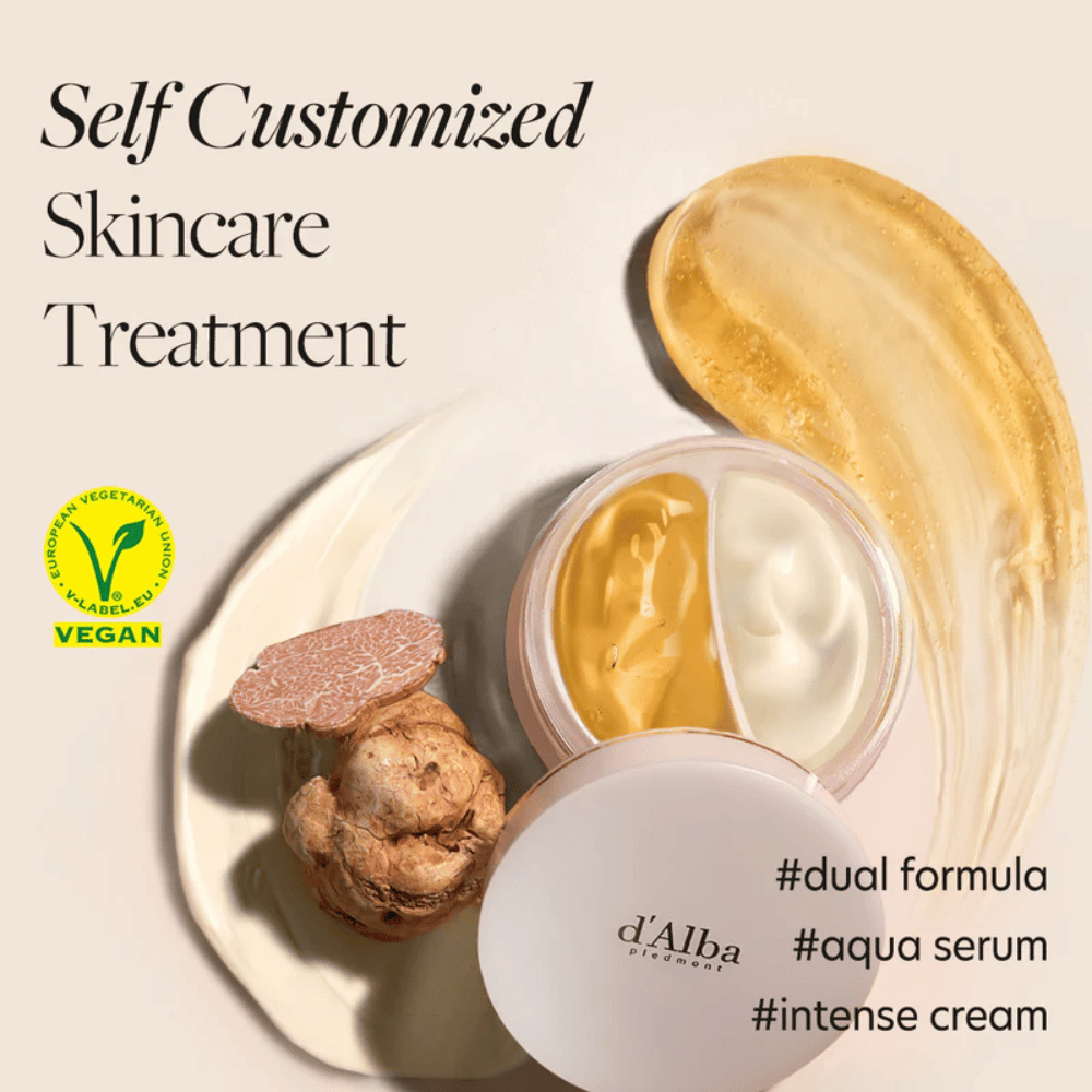 d'Alba White Truffle Double Serum & Cream είναι ένα βίγκαν προϊόν περιποίησης δέρματος που προσφέρει μια προσωπική εμπειρία φροντίδας του δέρματος. Διαθέτει διπλή φόρμουλα με έναν ορό aqua και μια εντατική κρέμα, ιδανική για ενυδάτωση και ενίσχυση του δέρματος.